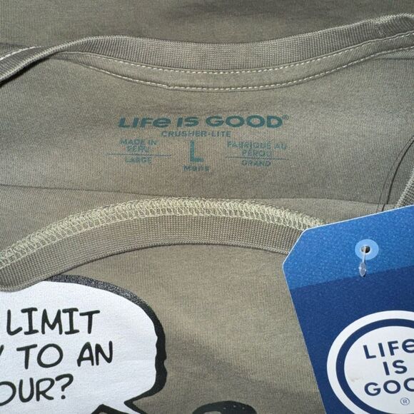 Life is Good Graphic T-Shirt “Why limit Happy To A Hour”? Size Large NWT - Picture 12 of 12